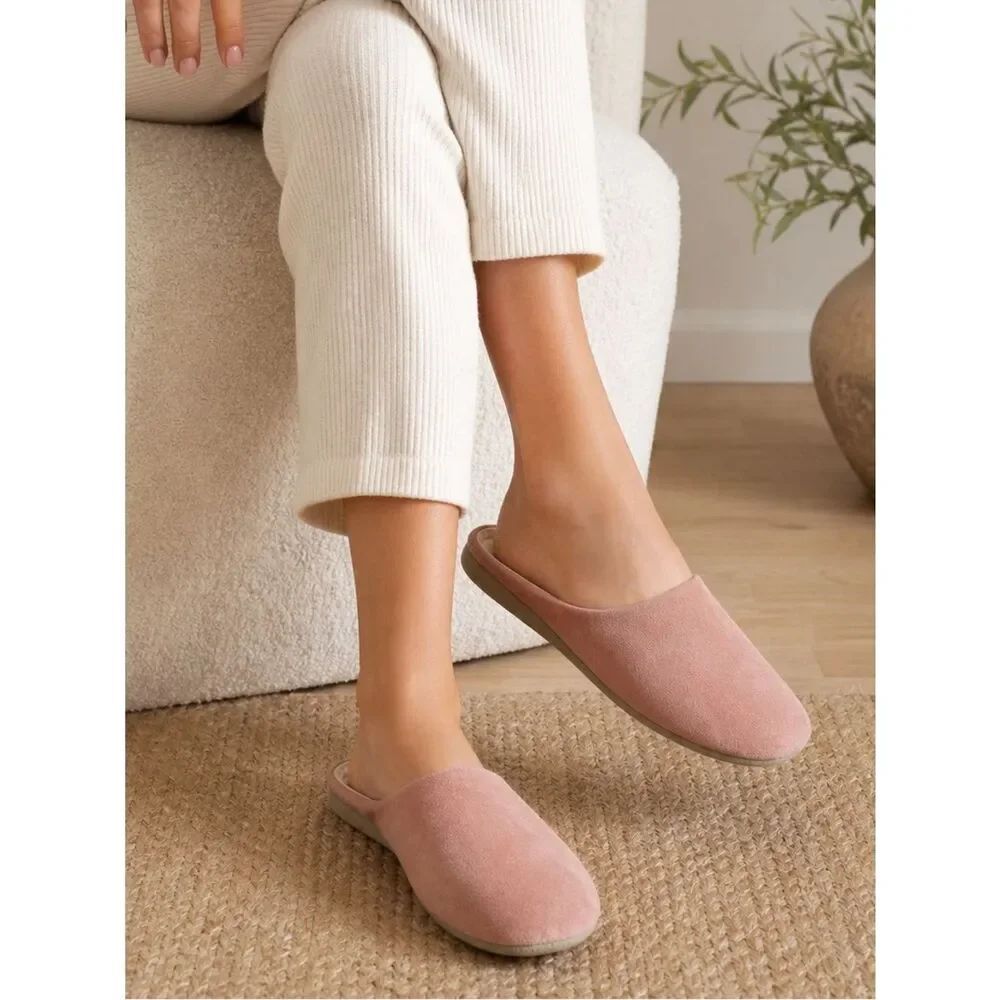 Daniel Green Pink Suede Leather Slip On Mule Slippers Shoes 8.5